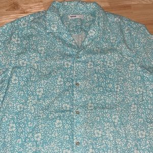 Sonoma casual beach linen shirt size large teal blue